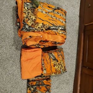 Boy orange camo reversible bed set. Twin